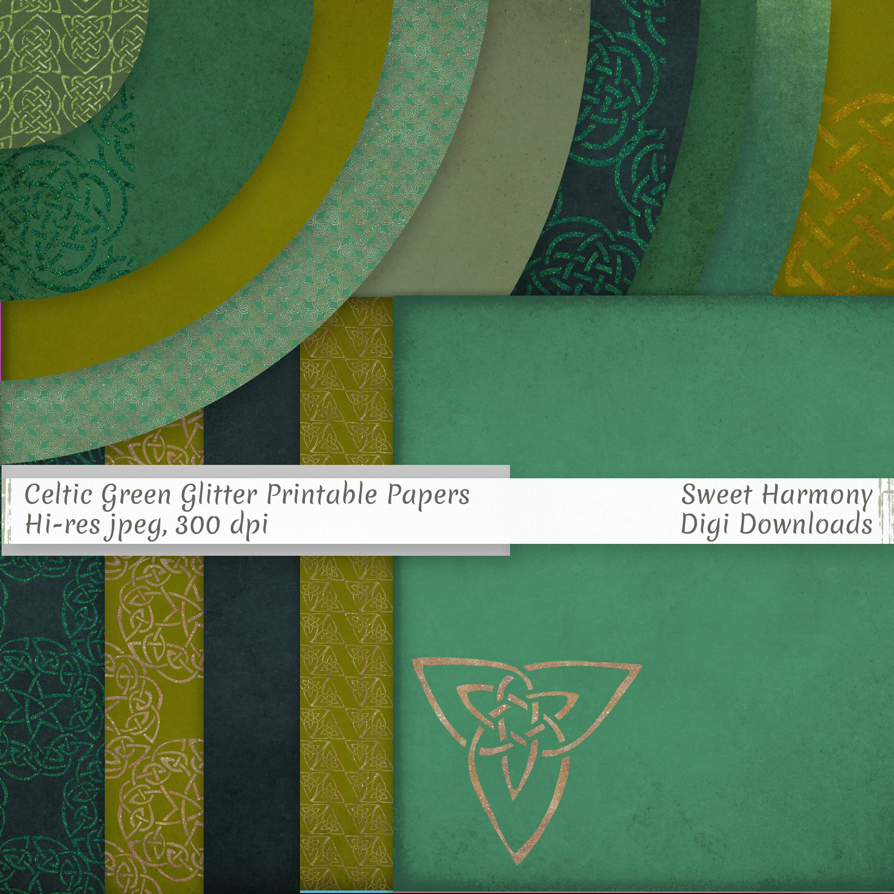 Celtic Green Glitter Knotwork Paper, a Pattern Graphic by SHP Digital ...