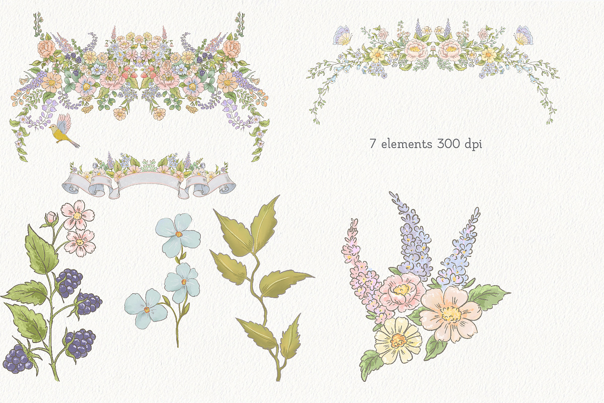 Blackberry Mice Watercolor Set, an Animal Illustration by AlenaVlasko stock Market (Photo 10 of 11)