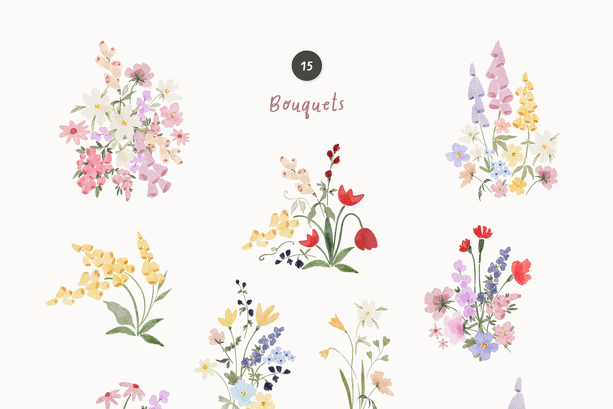 Whimsy & Bright Meadow Flowers, a Decorative Illustration by Kreker Kate (Photo 2 of 10)