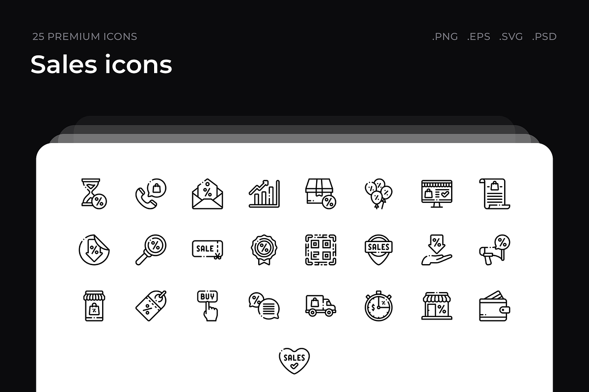 Sales icons, an Outline Icon by Wencory (Photo 1 of 2)