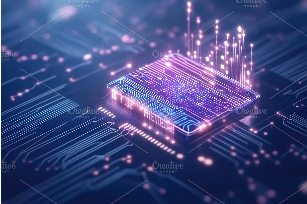 Close up of Computer Chip on, an Object Illustration by Lermont51
