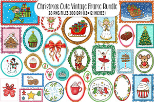 Christmas Cute Vintage Frame PNG, an Illustration by SinaCreation