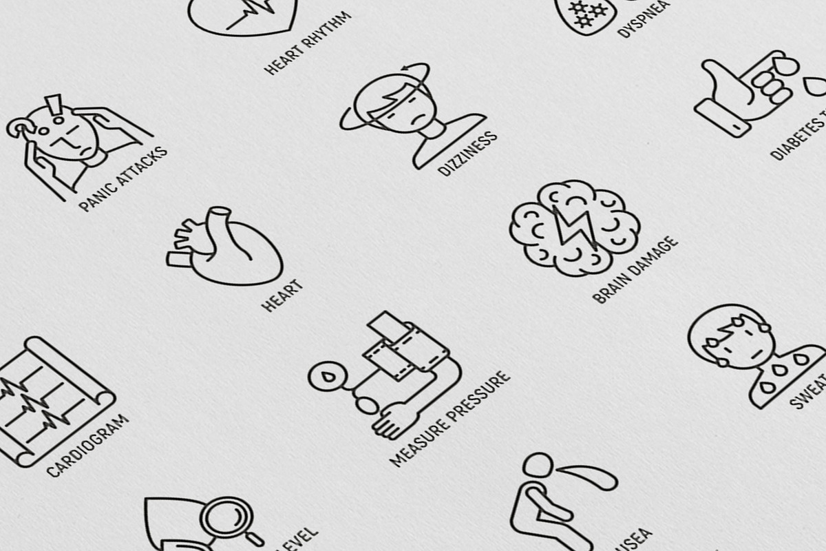 Heart Attack | 16 Thin Line Icons, an Outline Icon by Alex Blogoodf (Photo 8 of 11)