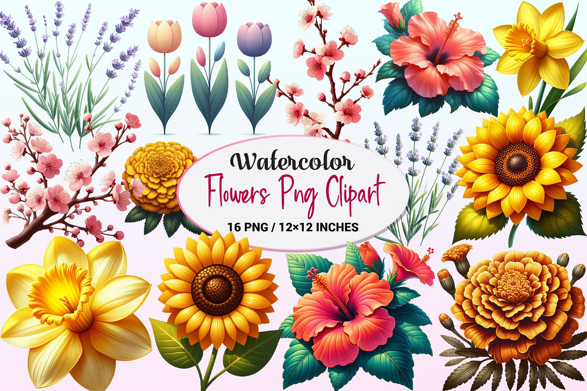 Watercolor Flowers Clipart Bundle, a Graphic by CitraGraphics (Photo 1 of 4)
