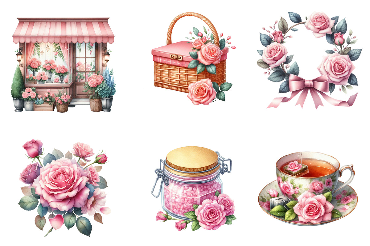 Pink Roses Pamper Time Clipart, an Illustration by CreationArt (Photo 5 of 6)