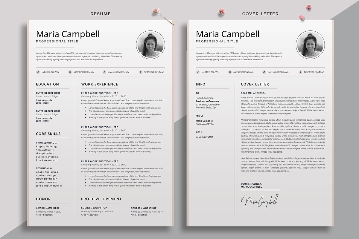 Clean Resume/CV Word, a Resume Template by ResumeDevisers (Photo 3 of 5)