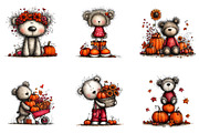 Whimsical Autumn Teddy Bear Clipart, a Seasonal Illustration by CreationArt (Thumbnail 2 of 6)