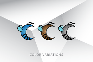 Crescent Moon Bee Logo Template