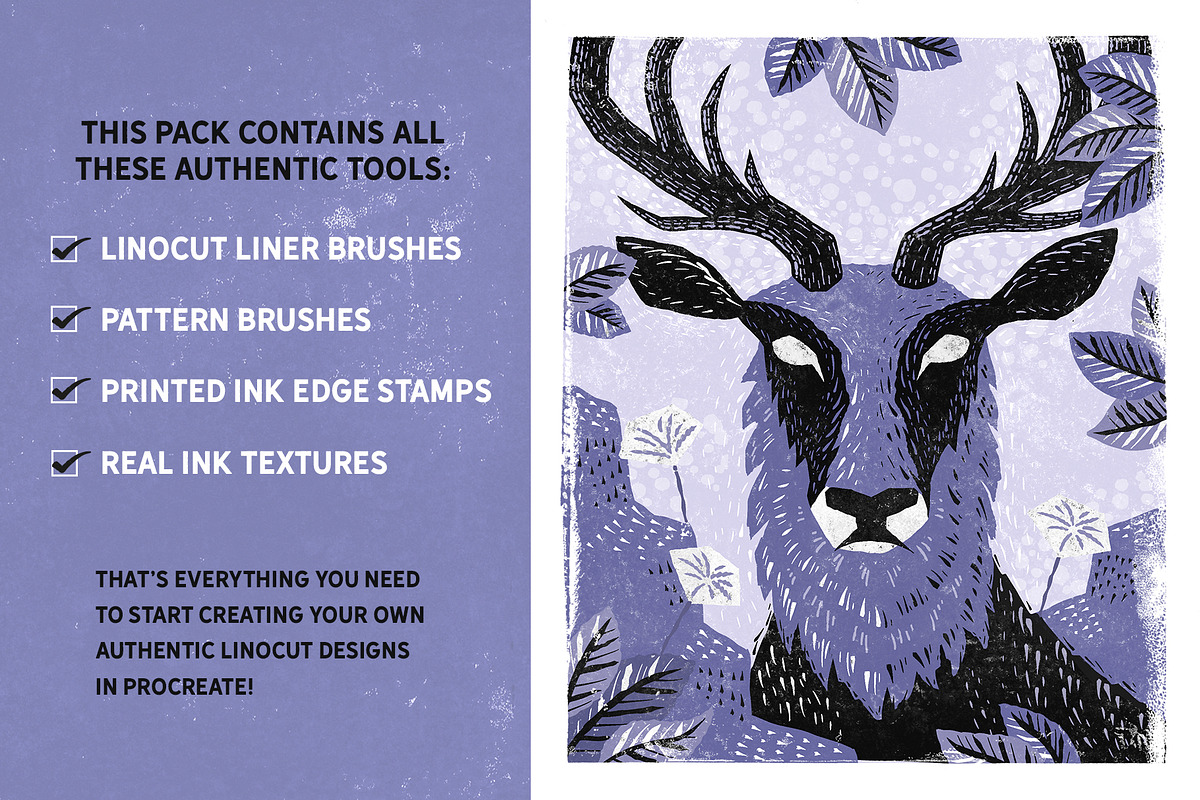 Linocut Lovers Companion - Procreate, a Brush Add-On by The Artifex Forge (Photo 2 of 11)