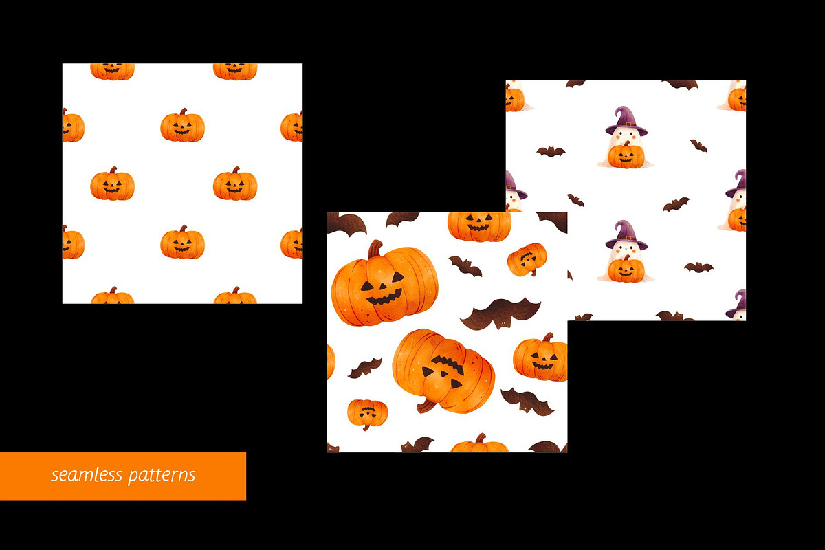Happy Halloween - watercolor clipart, a Decorative Illustration by MilaCreator (Photo 4 of 7)