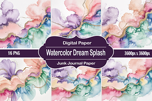 Watercolor Dream Splash, a Pattern Graphic by Printable Treasure