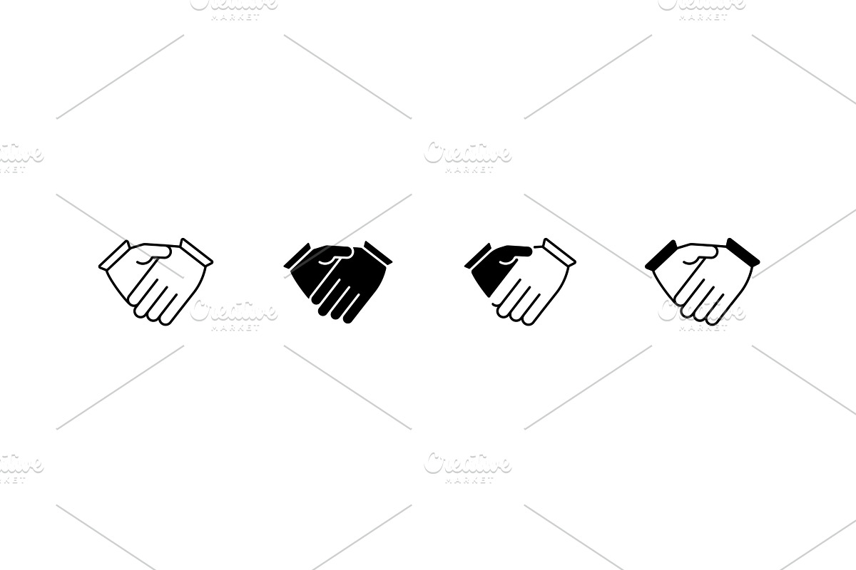 Various styles of handshake symbols, an Object Illustration by skripnikbb