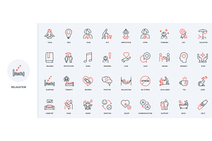 Stress relief relaxation icons, an Object Illustration by Lemberg Vector