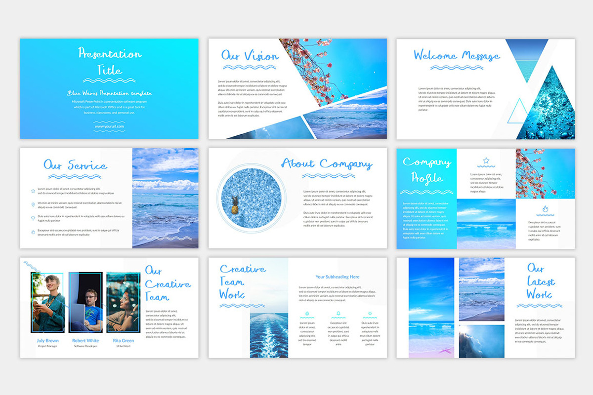 Blue Waves - PowerPoint Template, a Presentation Template by Helga_Design (Photo 2 of 10)
