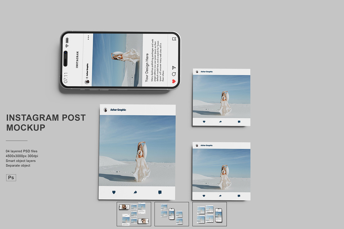 INSTAGRAM POST MOCKUP, a Print Template by NyakBiett (Photo 1 of 5)