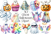 Vibrant Halloween Ghost Clipart, an Illustration by DreamPrint404 (Thumbnail 1 of 5)