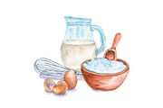 Watercolor kitchen set for baking, a Food Illustration by Olha's watercolor (Thumbnail 6 of 7)