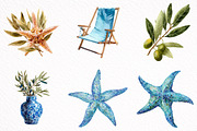Watercolor Summer Coastal Clipart, an Illustration by DreamArtGraphic (Thumbnail 4 of 8)