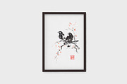 Two crows sumi-e painting, a Background Graphic by Quetzal Art (Thumbnail 3 of 4)