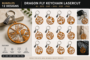 Dragon fly Keychain Lasercut
