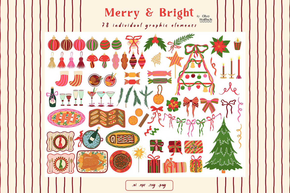 Merry & Bright. Christmas Collection, a Seasonal Illustration by Olya Haifisch (Photo 5 of 12)