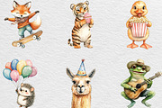 Watercolor Funny Animals Clipart, an Illustration by Black Bird Studio (Thumbnail 4 of 6)