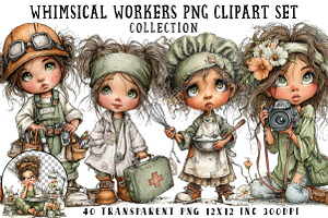 Whimsical Workers PNG Clipart Set, a Seasonal Illustration by OK Design