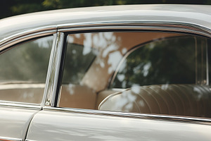 Closeup photo of a new white modern car, a Photo by AlyaAnd