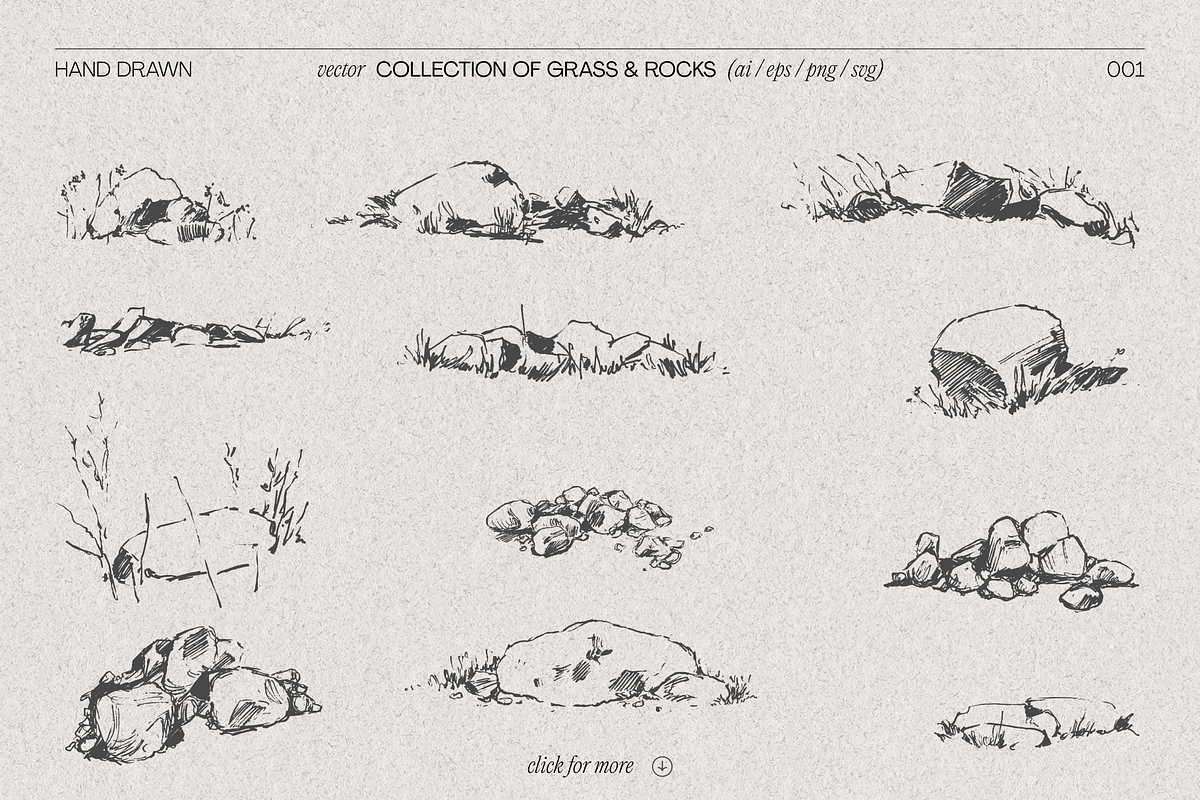 Sketches featuring Grass and Rocks, an Object Graphic by TheMountBirdStudio (Photo 3 of 6)