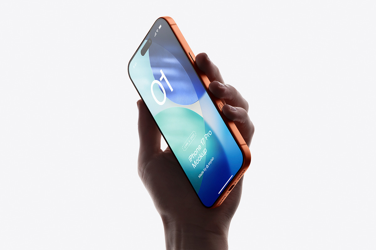 24 iPhone 17 Pro in Hand Mockups, an iPhone Mockup by Asylab (Photo 55 of 107)