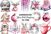 Silver Pink Christmas Clipart, an Illustration by CraftArtStudio (Thumbnail 1 of 6)