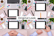 iPad on Office Desk Top View Mockup, a Pens & Pencil Mockup by Mockups & Illustrations (Thumbnail 6 of 9)