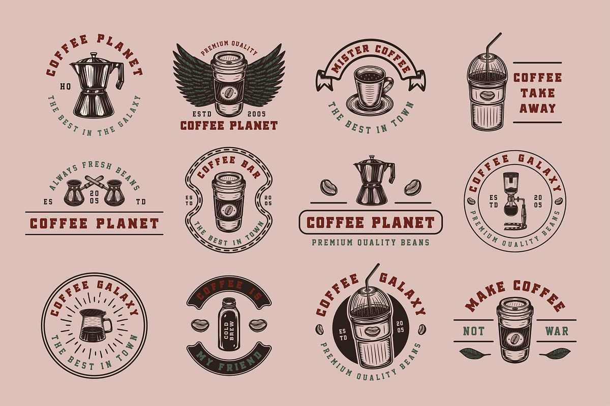 Vintage coffee emblems part 1, a Branding & Logo Template by AkimD (Photo 2 of 4)