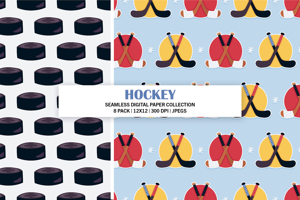 Ice Hockey Digital Seamless Patterns, a Pattern Graphic by Alanna Messina Design Co (Photo 4 of 8)