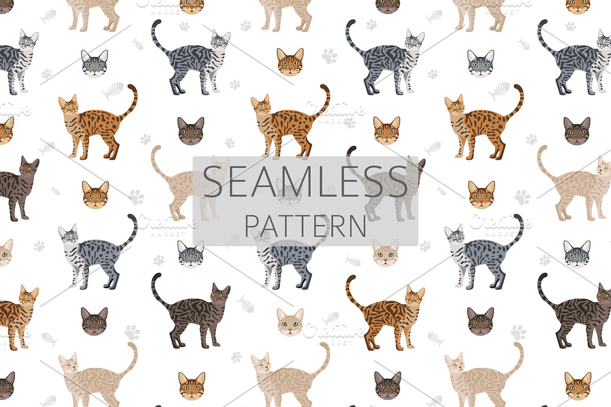 California Spangled Cat clipart set, an Animal Illustration by pet design shop (Photo 6 of 6)