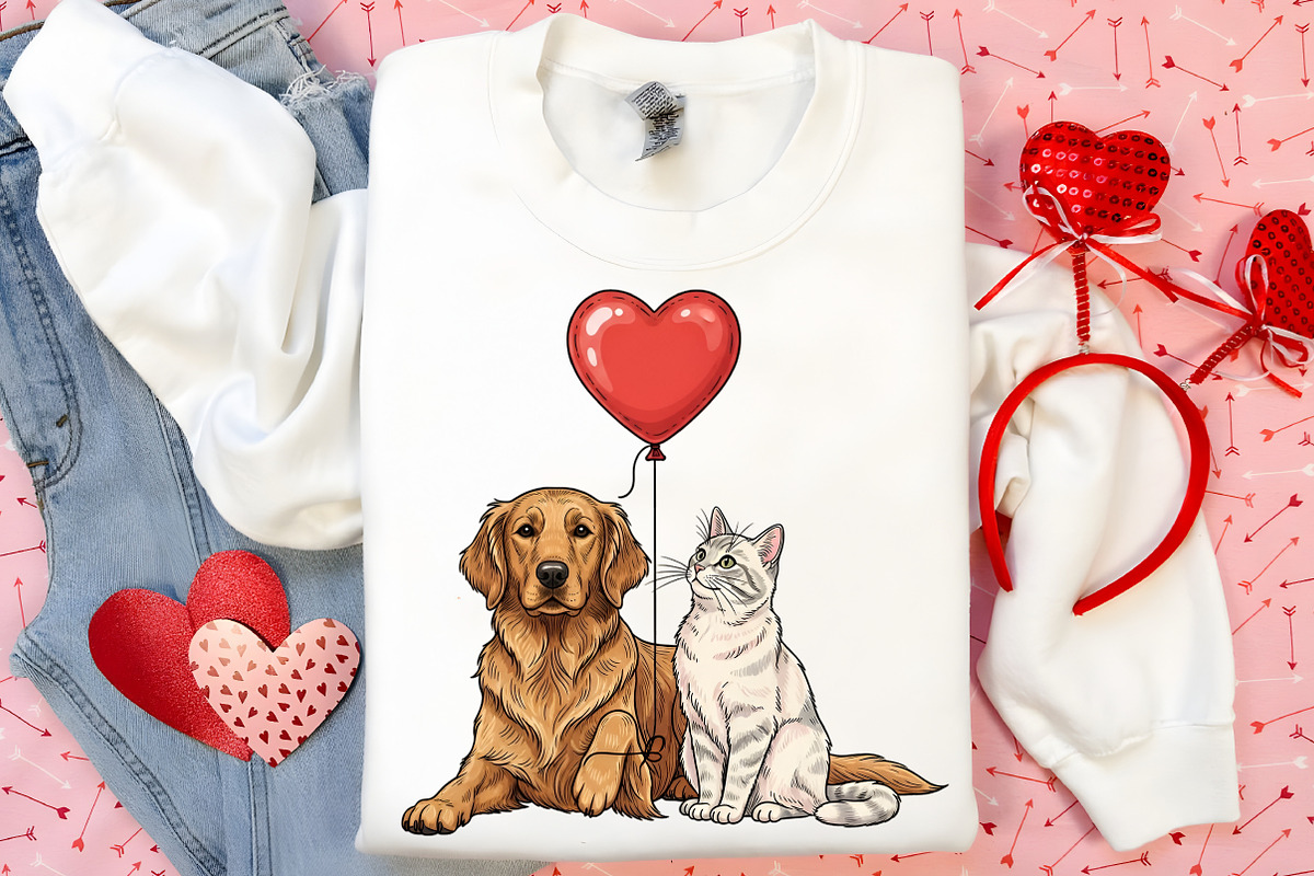 Dog and Cat Valentine PNG, an Illustration by Canvas Craft (Photo 4 of 6)