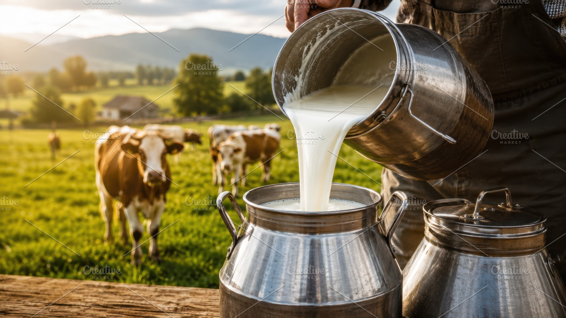 Pouring milk from a metal container, a Photo by Beautiful things