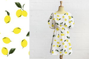 Summer Lemons Vector Pattern