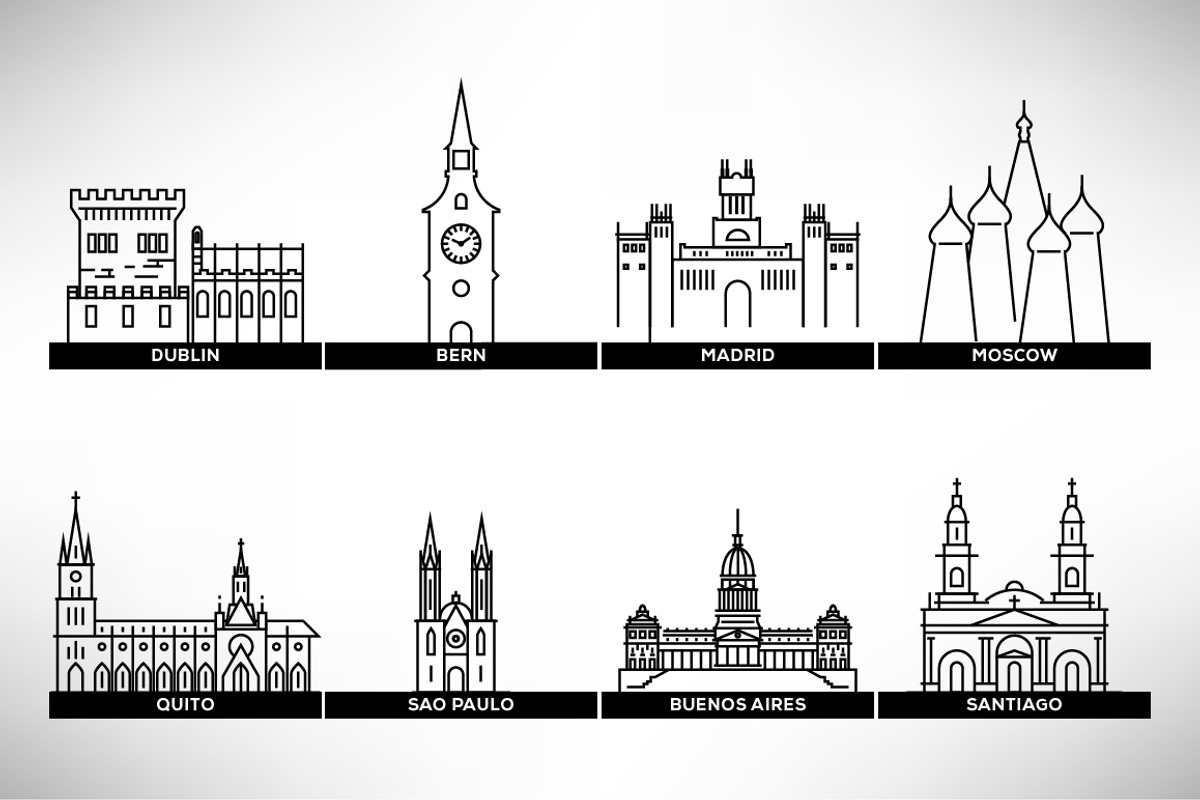 40 World Famous Vector Landmarks, an Outline Icon by Kursat Unsal (Photo 5 of 6)