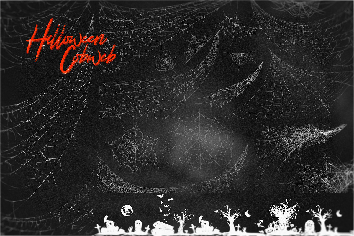 Halloween COBWEB set (eps + png), a Decorative Illustration by Gluiki (Photo 2 of 3)