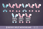 Easter Bunny Ears Split Monogram svg, an Illustration by Peachycottoncandy (Thumbnail 2 of 8)