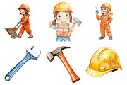 Construction Watercolor Clipart, an Illustration by CitraGraphics (Thumbnail 4 of 5)