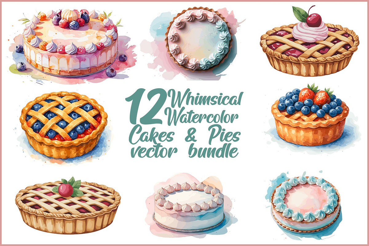 Colorful Pastry Clipart Set, an Illustration by hafijul (Photo 1 of 9)