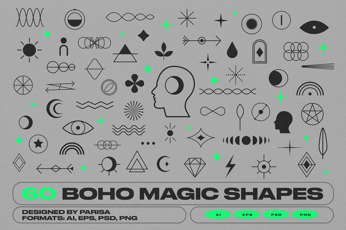 60 Boho Magic Shapes, an Object Graphic by Parisa-Artstudio (Photo 1 of 3)