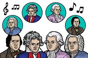 Musical Figures (Famous Composers), an Illustration by Vectory by BSC (Thumbnail 2 of 3)