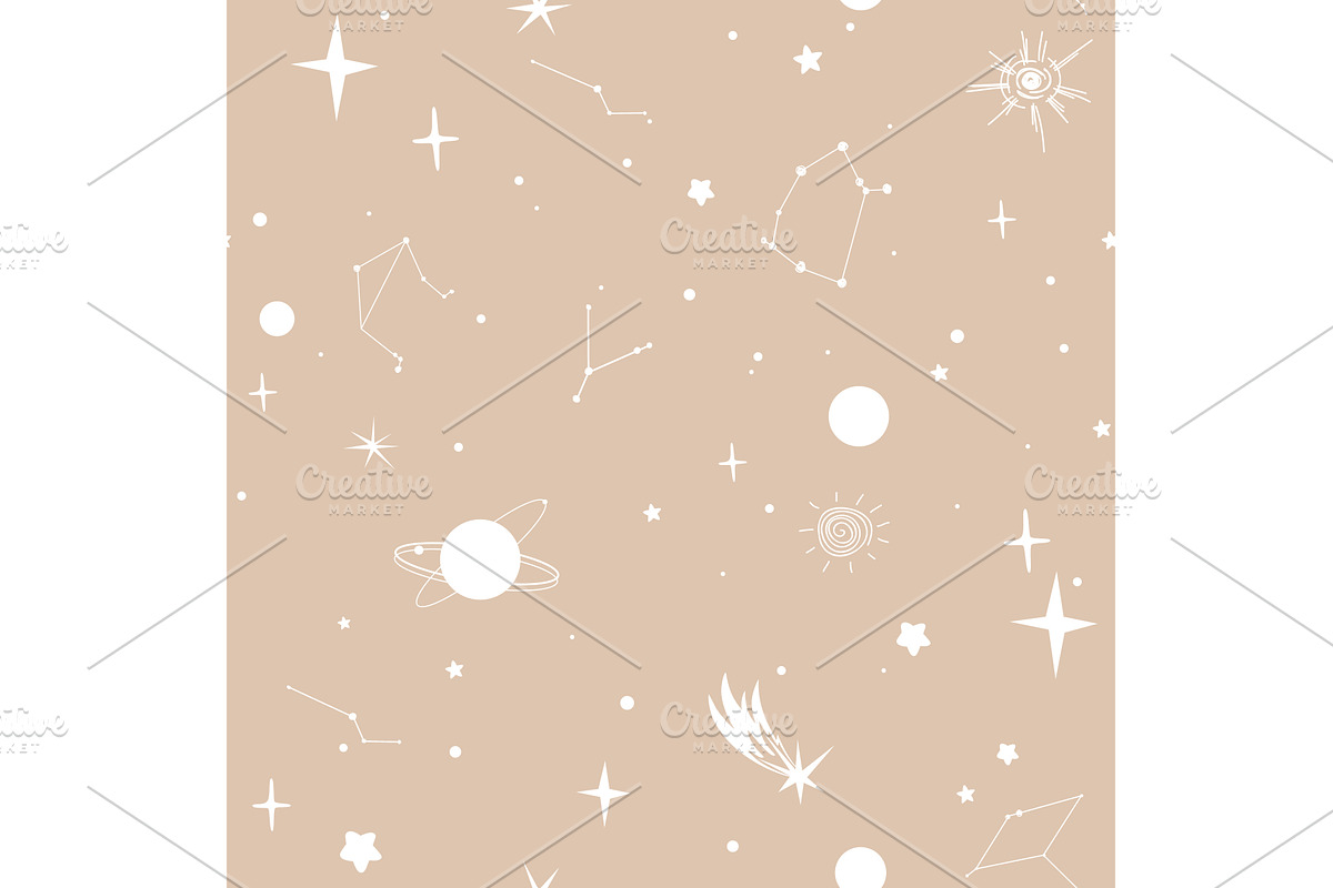 Trendy celestial seamless pattern, an Illustration by Toltemara