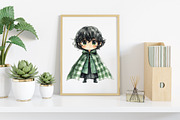 Watercolor Green Gingham Halloween, an Illustration by Canvas Craft (Thumbnail 5 of 8)