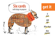Wise dogs in popons. 6 Cards, a Card Template by Zooza Art (Thumbnail 1 of 3)