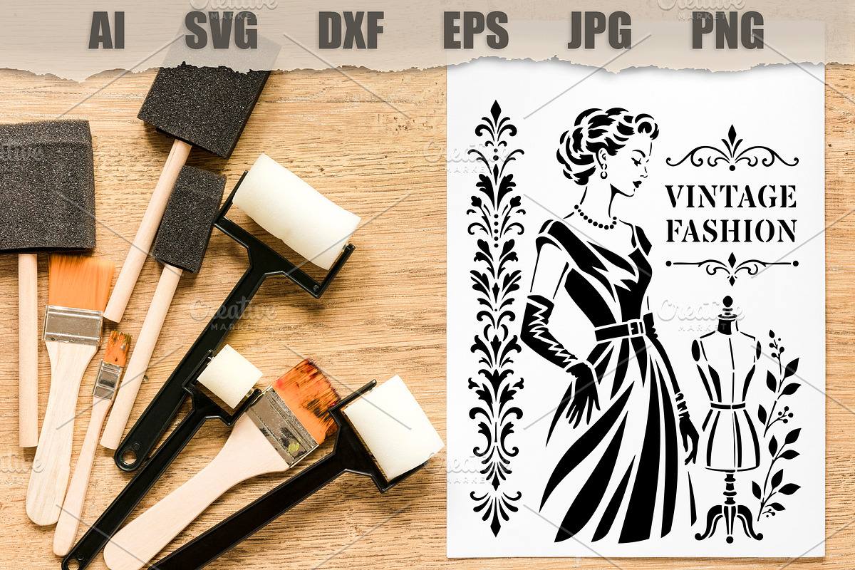 Stencil Vintage Fashion Woman Dress, a Person Illustration by MARYCRAFTIRIA (Photo 2 of 3)