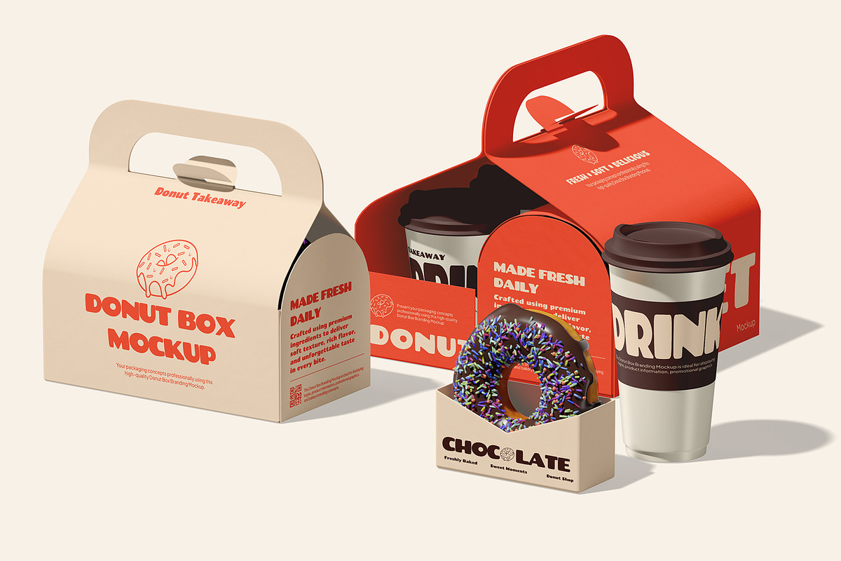 Donut Box Branding Mockup, a Packaging Mockup by Permadi Creative (Photo 3 of 5)